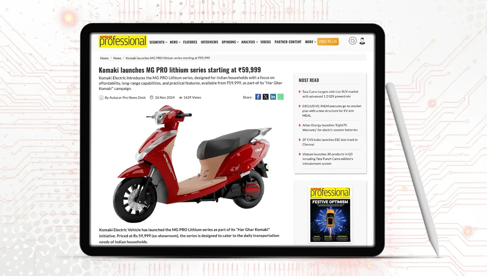 Komaki MG Pro Electric Scooter News