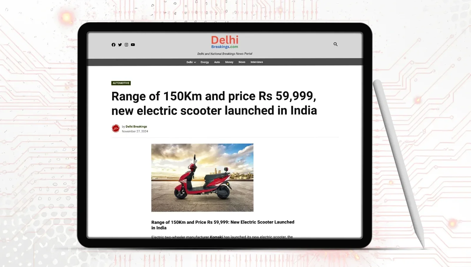 Komaki MG Pro Electric Scooter News